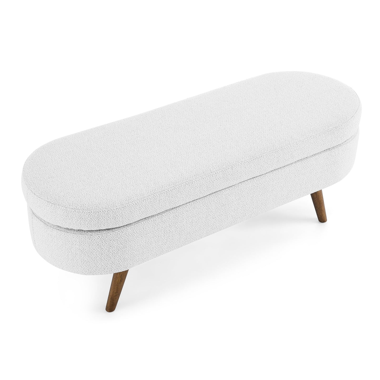 Ottoman Oval Storage Bench, White(43.5"x16"x16")