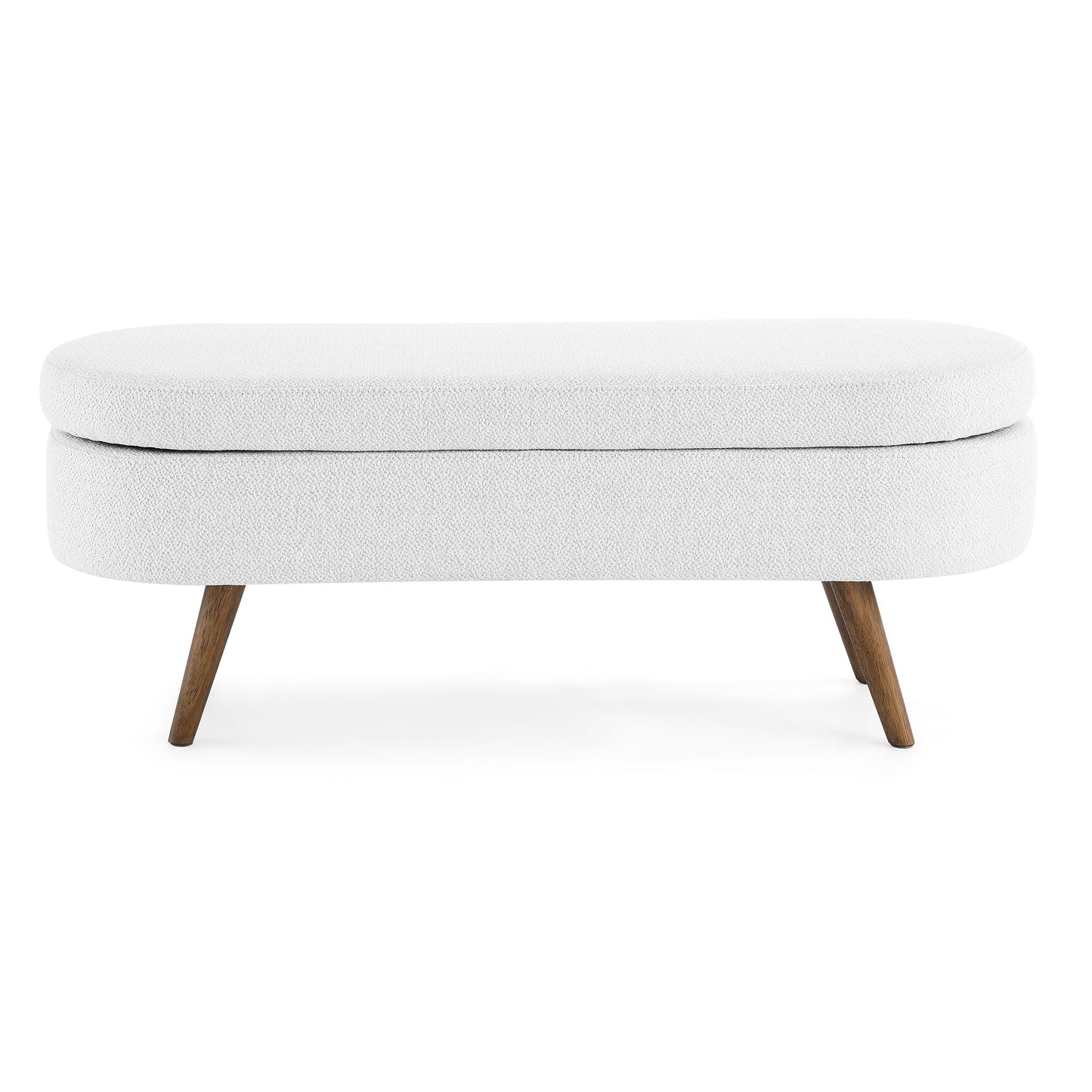 Ottoman Oval Storage Bench, White(43.5"x16"x16")