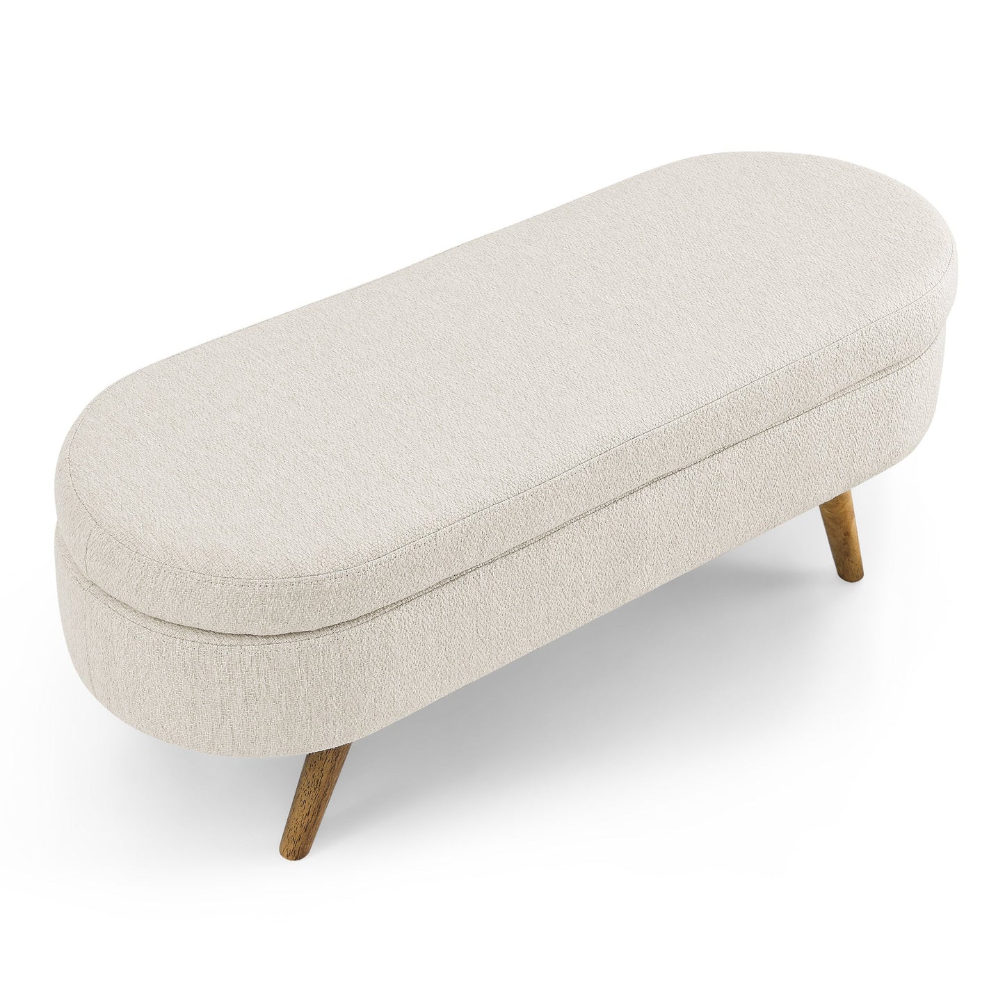 Ottoman Oval Storage Bench, Beige(43.5"x16"x16")