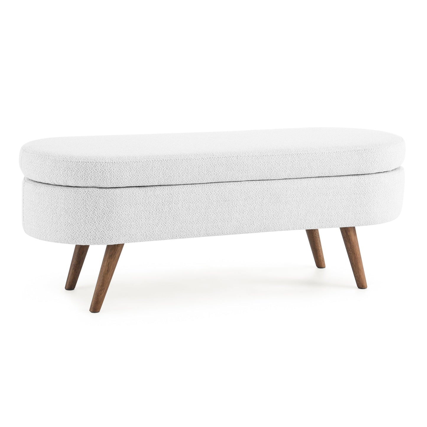 Ottoman Oval Storage Bench, White(43.5"x16"x16")