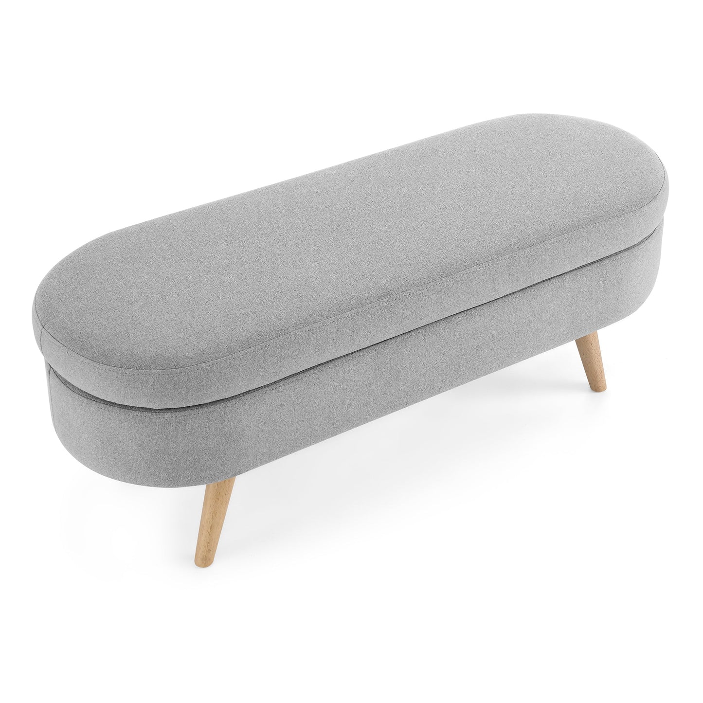 Ottoman Oval Storage Bench Grey(43.5"x16"x16")