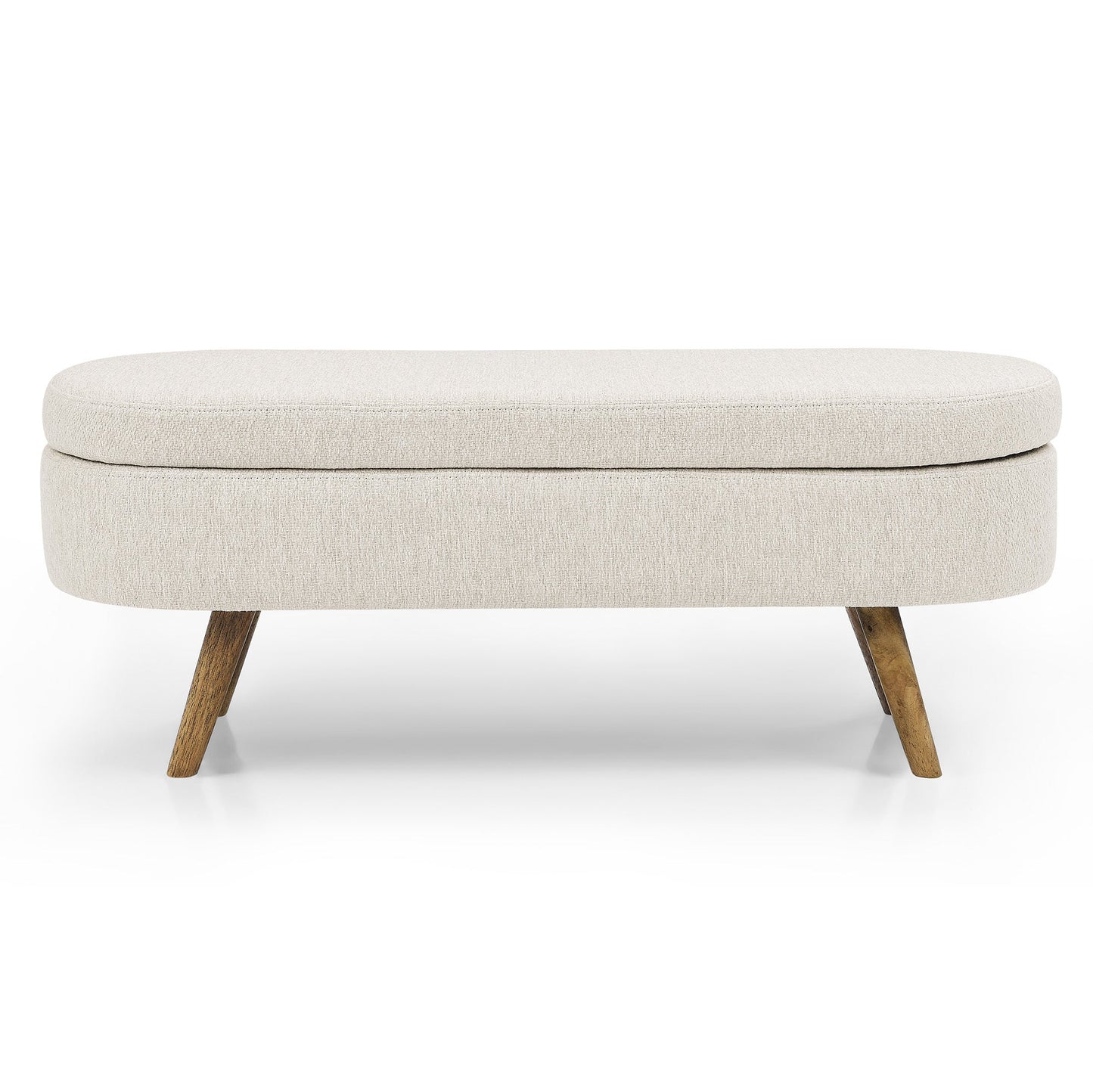 Ottoman Oval Storage Bench, Beige(43.5"x16"x16")