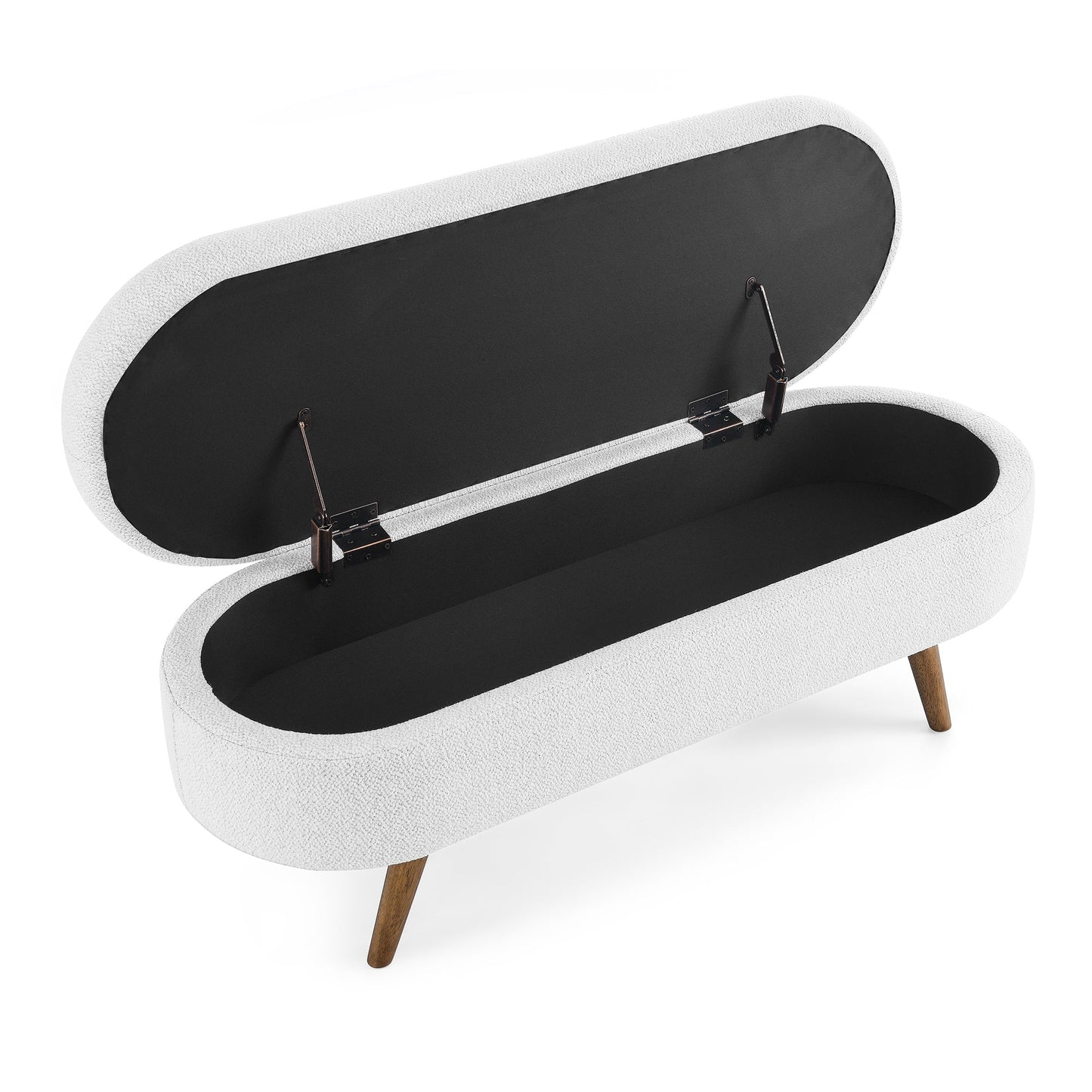 Ottoman Oval Storage Bench, White(43.5"x16"x16")