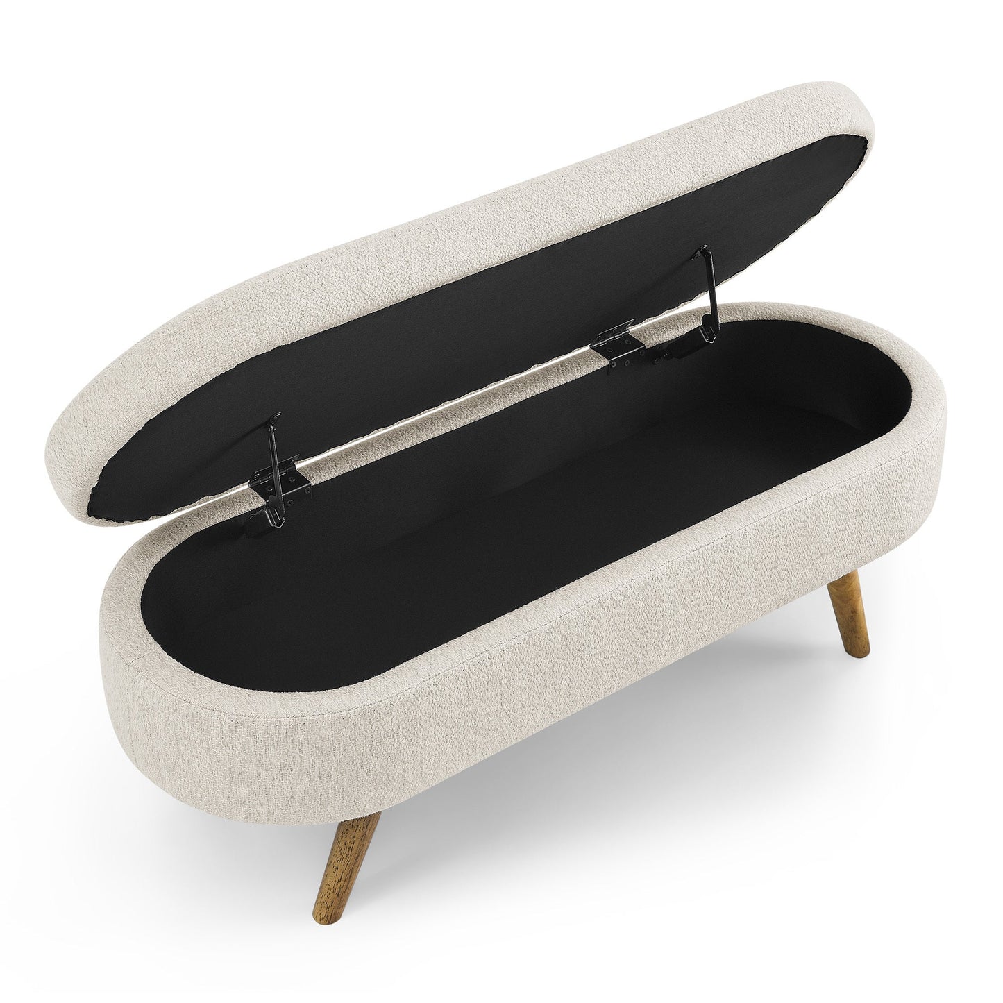 Ottoman Oval Storage Bench, Beige(43.5"x16"x16")