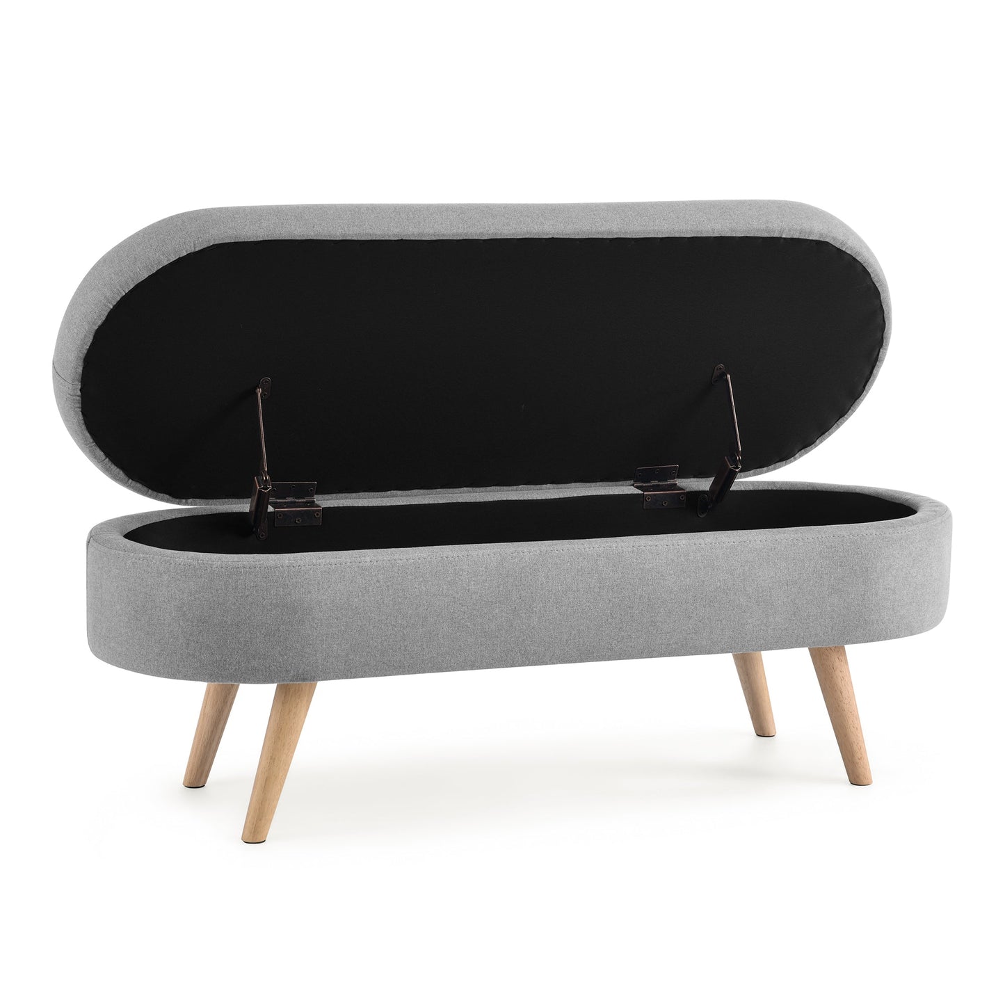 Ottoman Oval Storage Bench Grey(43.5"x16"x16")