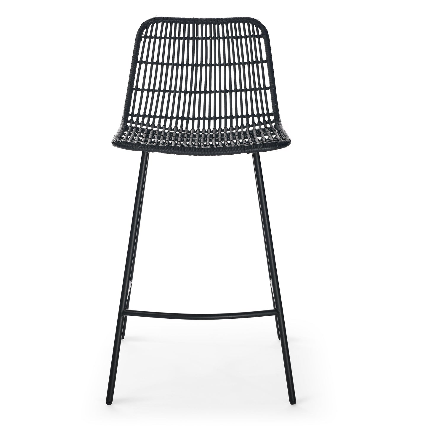 2 Rattan Indoor Counter Chair, Black(17.5"x20"x34")