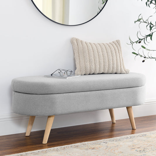 Ottoman Oval Storage Bench Grey(43.5"x16"x16")