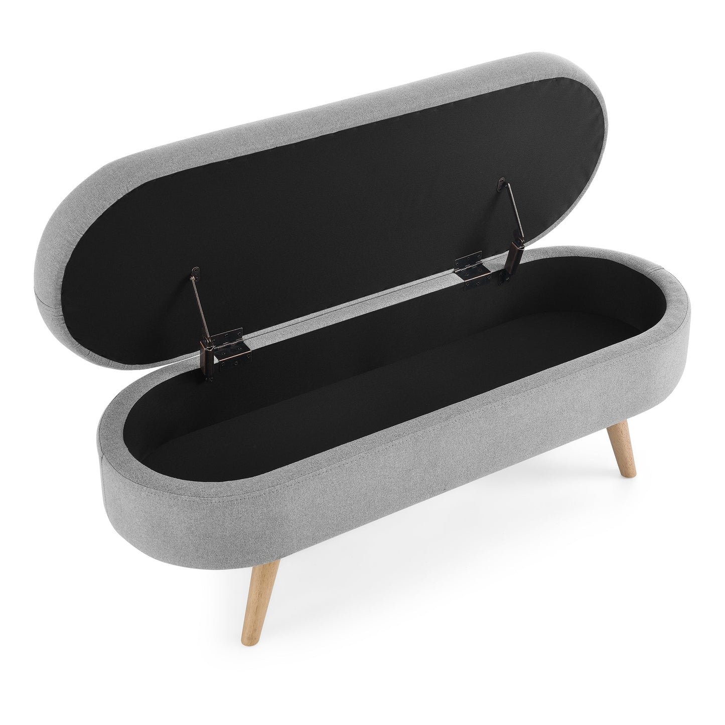 Ottoman Oval Storage Bench Grey(43.5"x16"x16")