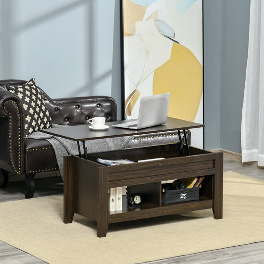 HOMCOM Lift Top Coffee Table with Hidden Storage Compartment and Open